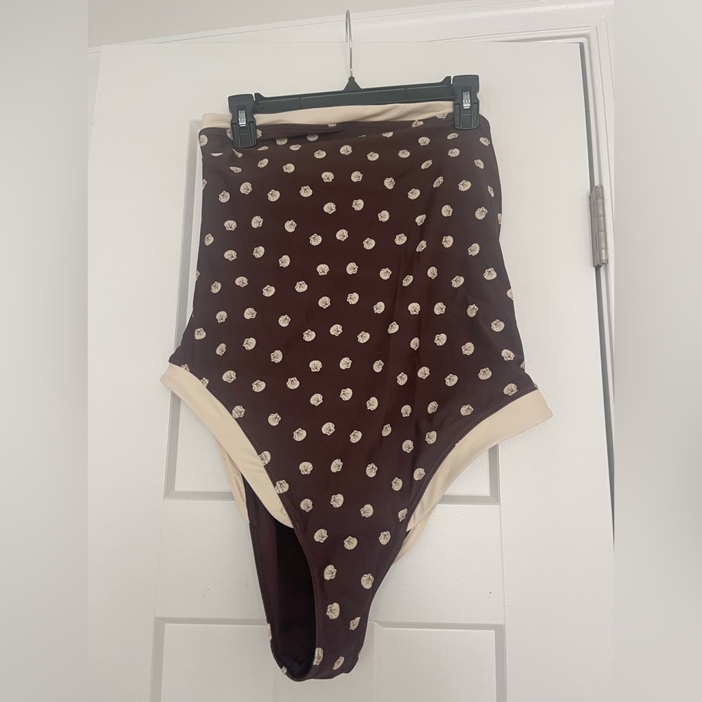 Abercrombie & Fitch Brown Polka Dot High-Waist One-Piece Swimsuit